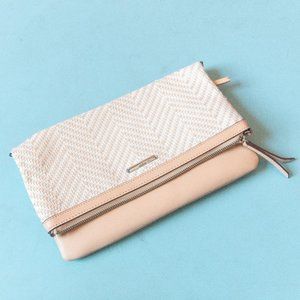 Stella & Dot Cream White Woven Knit Foldover Clutch Purse